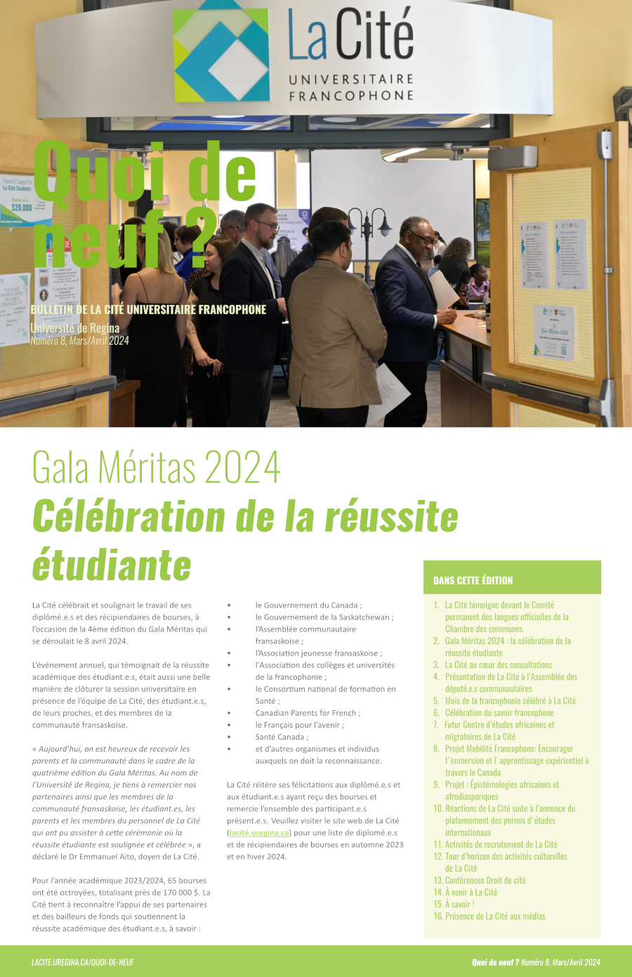 Quoi de neuf, la cite, university of regina